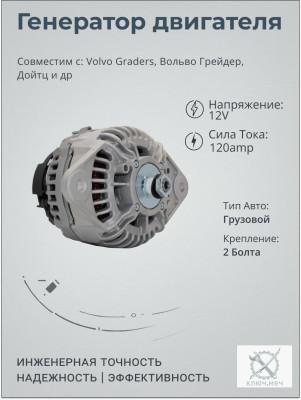 Генератор для Volvo Graders, Вольво Грейдер, Дойтц