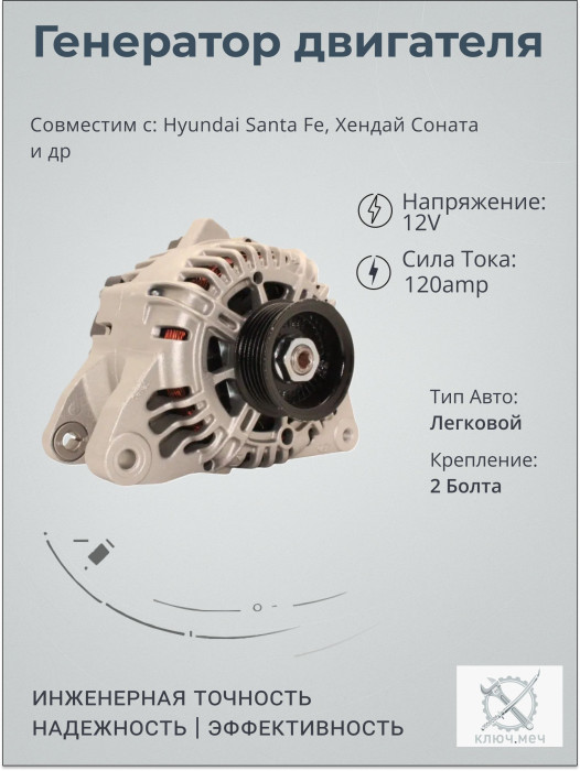 Генератор для Hyundai Santa Fe, Хендай Соната