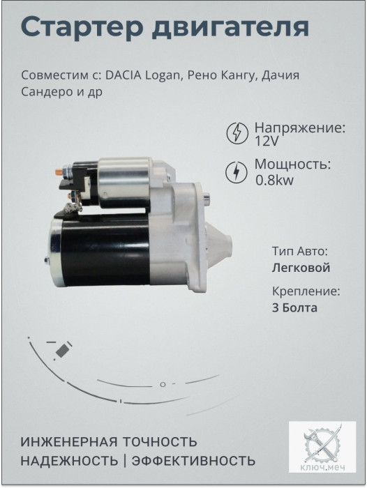 Стартер для DACIA Logan, Рено Кангу, Дачия Сандеро