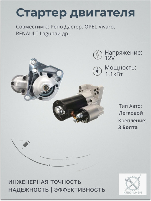 Стартер для Рено Дастер, OPEL Vivaro, RENAULT Laguna